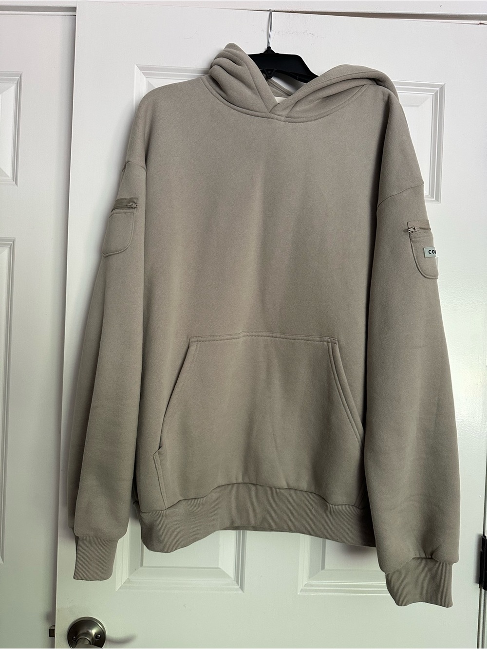 Relaxed Hoodie Sweatshirt in Light Taupe
